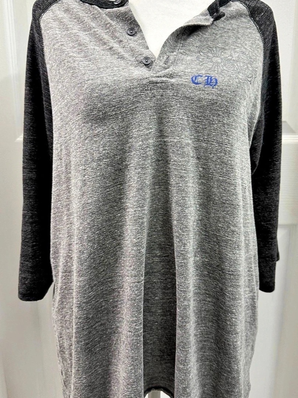 Chrome Hearts Embroidered Gray unisex Henley Size XL